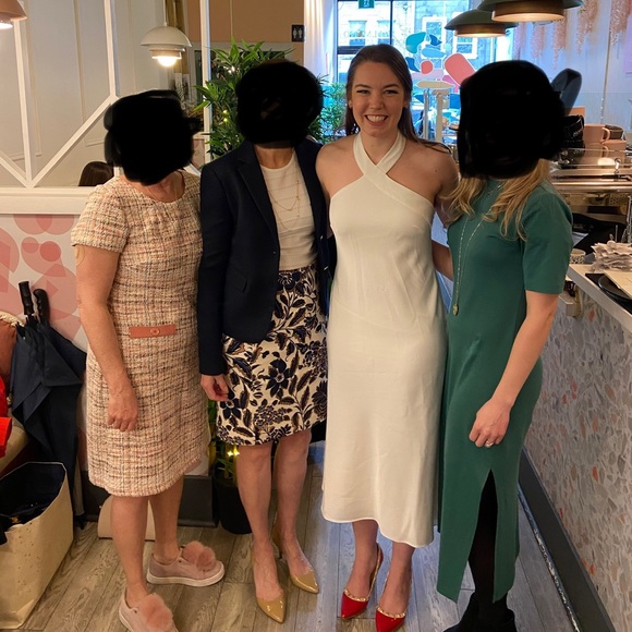 Aidan Mattox Halter Neck Cocktail Midi Dress in Ivory - Picture 9 of 9